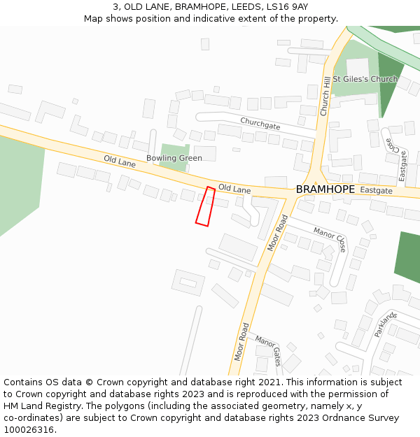 3, OLD LANE, BRAMHOPE, LEEDS, LS16 9AY: Location map and indicative extent of plot