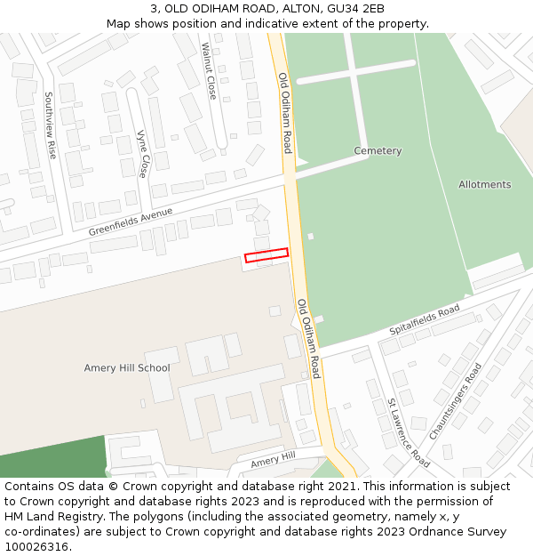 3, OLD ODIHAM ROAD, ALTON, GU34 2EB: Location map and indicative extent of plot