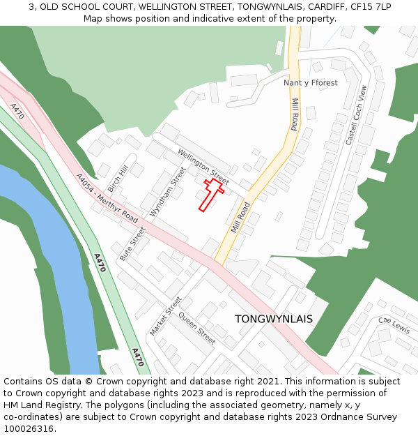 3, OLD SCHOOL COURT, WELLINGTON STREET, TONGWYNLAIS, CARDIFF, CF15 7LP: Location map and indicative extent of plot