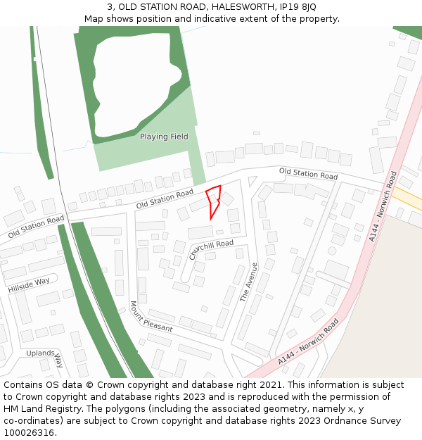 3, OLD STATION ROAD, HALESWORTH, IP19 8JQ: Location map and indicative extent of plot