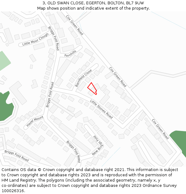 3, OLD SWAN CLOSE, EGERTON, BOLTON, BL7 9UW: Location map and indicative extent of plot