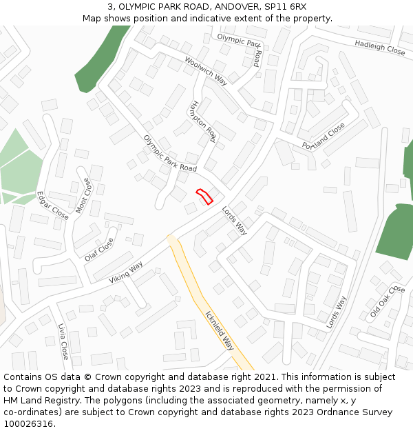 3, OLYMPIC PARK ROAD, ANDOVER, SP11 6RX: Location map and indicative extent of plot