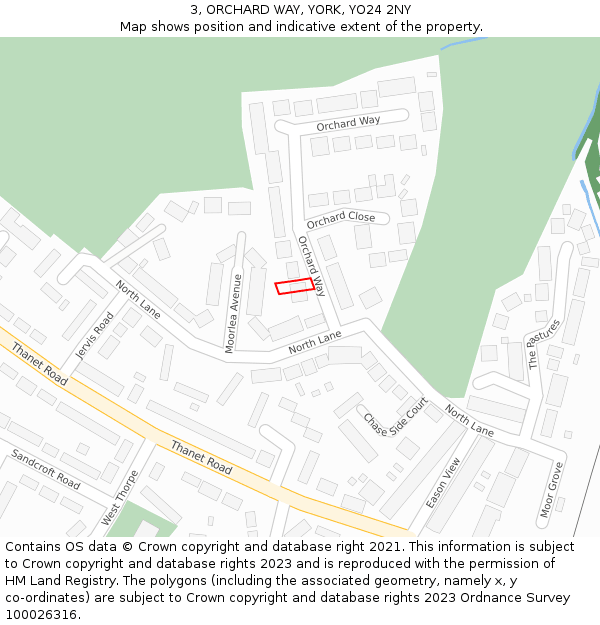 3, ORCHARD WAY, YORK, YO24 2NY: Location map and indicative extent of plot