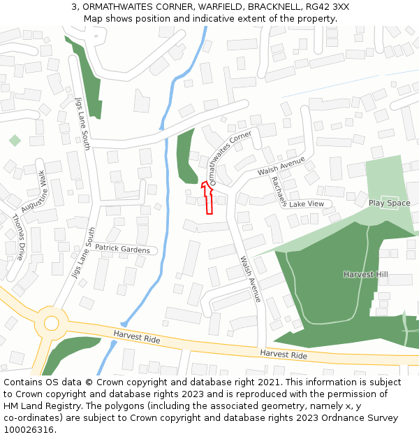 3, ORMATHWAITES CORNER, WARFIELD, BRACKNELL, RG42 3XX: Location map and indicative extent of plot