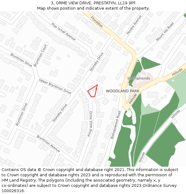 3, ORME VIEW DRIVE, PRESTATYN, LL19 9PF: Location map and indicative extent of plot