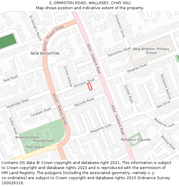 3, ORMISTON ROAD, WALLASEY, CH45 5AU: Location map and indicative extent of plot