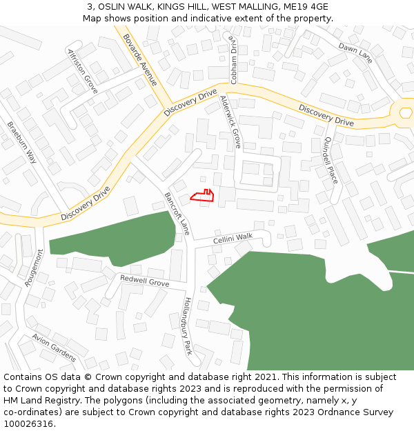 3, OSLIN WALK, KINGS HILL, WEST MALLING, ME19 4GE: Location map and indicative extent of plot