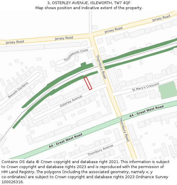 3, OSTERLEY AVENUE, ISLEWORTH, TW7 4QF: Location map and indicative extent of plot