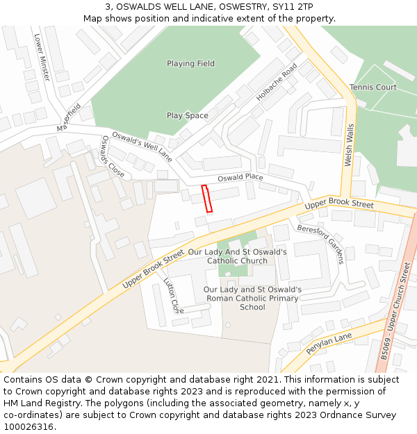 3, OSWALDS WELL LANE, OSWESTRY, SY11 2TP: Location map and indicative extent of plot