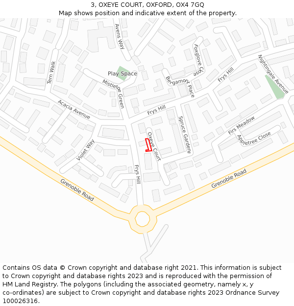 3, OXEYE COURT, OXFORD, OX4 7GQ: Location map and indicative extent of plot