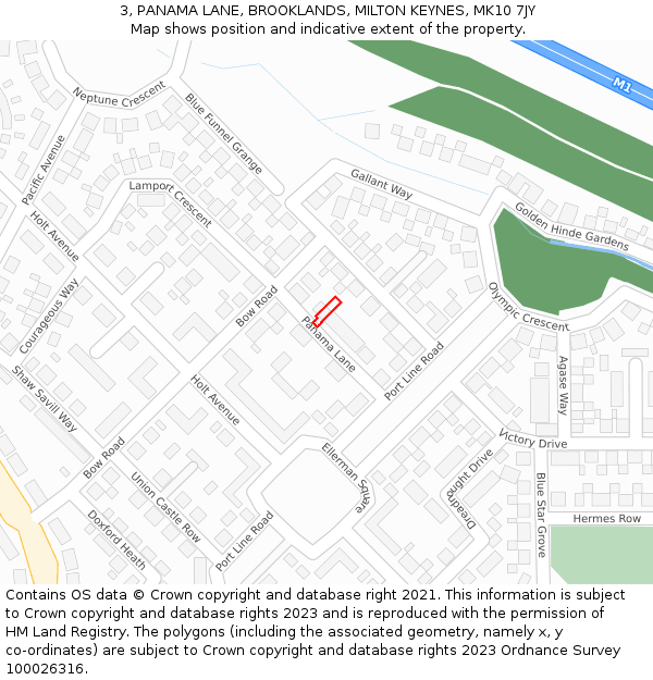 3, PANAMA LANE, BROOKLANDS, MILTON KEYNES, MK10 7JY: Location map and indicative extent of plot