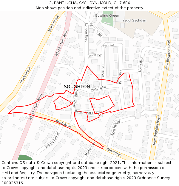 3, PANT UCHA, SYCHDYN, MOLD, CH7 6EX: Location map and indicative extent of plot