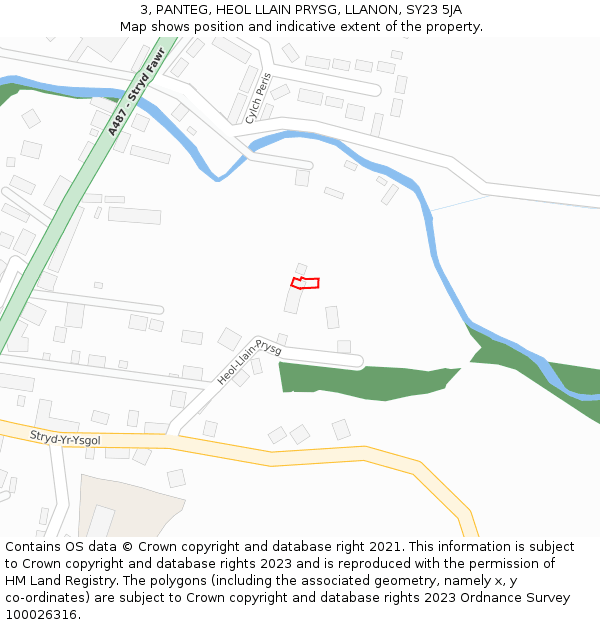 3, PANTEG, HEOL LLAIN PRYSG, LLANON, SY23 5JA: Location map and indicative extent of plot