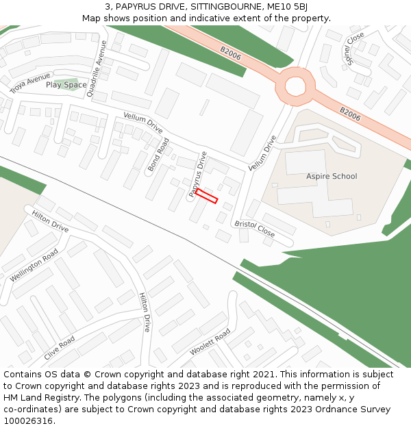 3, PAPYRUS DRIVE, SITTINGBOURNE, ME10 5BJ: Location map and indicative extent of plot