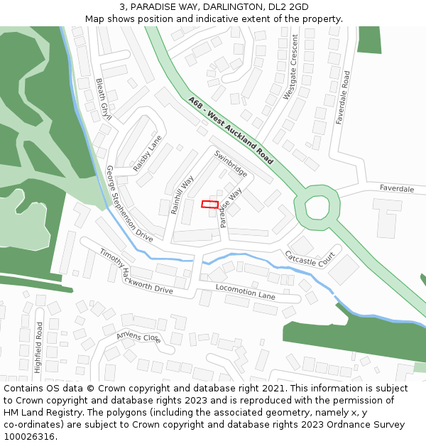 3, PARADISE WAY, DARLINGTON, DL2 2GD: Location map and indicative extent of plot