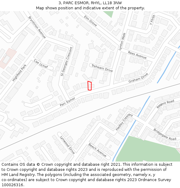 3, PARC ESMOR, RHYL, LL18 3NW: Location map and indicative extent of plot