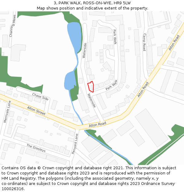 3, PARK WALK, ROSS-ON-WYE, HR9 5LW: Location map and indicative extent of plot