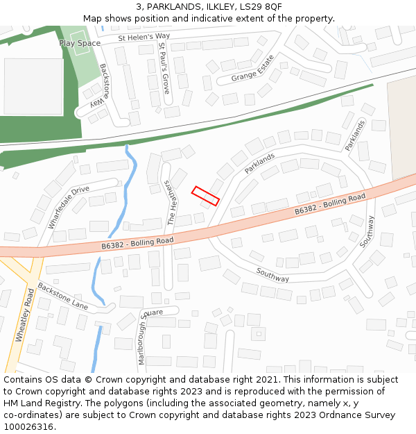 3, PARKLANDS, ILKLEY, LS29 8QF: Location map and indicative extent of plot