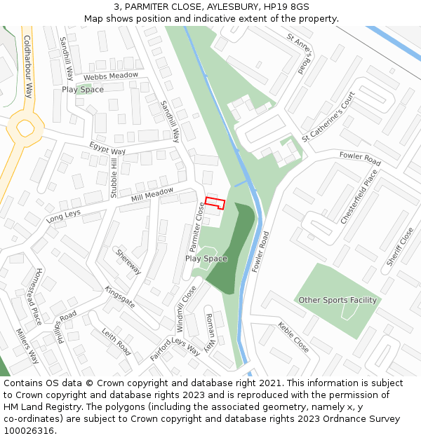 3, PARMITER CLOSE, AYLESBURY, HP19 8GS: Location map and indicative extent of plot