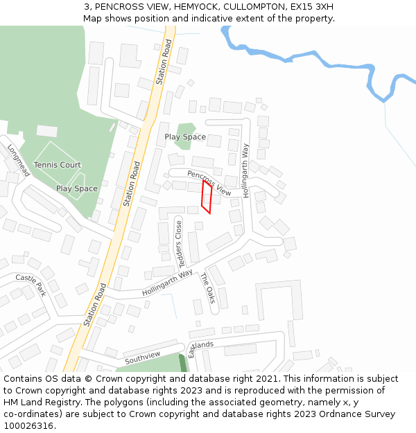 3, PENCROSS VIEW, HEMYOCK, CULLOMPTON, EX15 3XH: Location map and indicative extent of plot