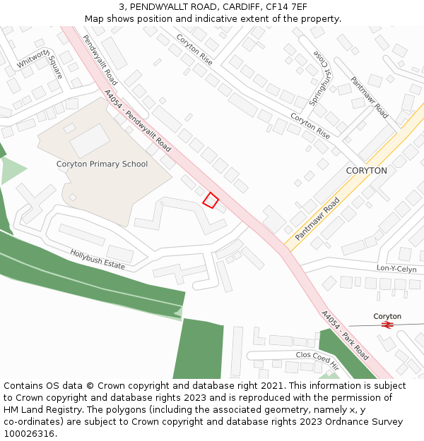 3, PENDWYALLT ROAD, CARDIFF, CF14 7EF: Location map and indicative extent of plot