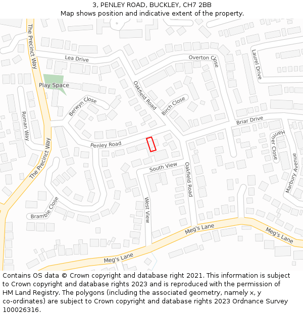 3, PENLEY ROAD, BUCKLEY, CH7 2BB: Location map and indicative extent of plot