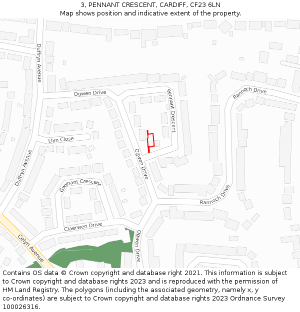 3, PENNANT CRESCENT, CARDIFF, CF23 6LN: Location map and indicative extent of plot