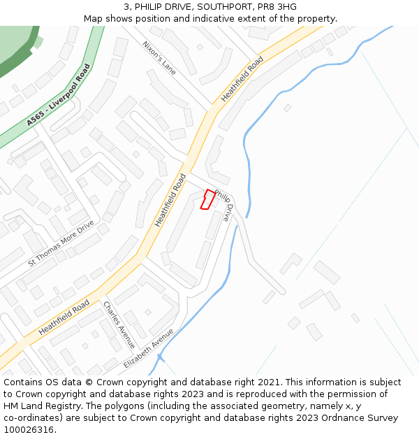 3, PHILIP DRIVE, SOUTHPORT, PR8 3HG: Location map and indicative extent of plot