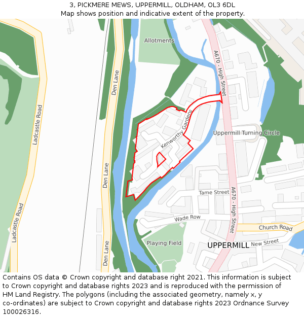 3, PICKMERE MEWS, UPPERMILL, OLDHAM, OL3 6DL: Location map and indicative extent of plot