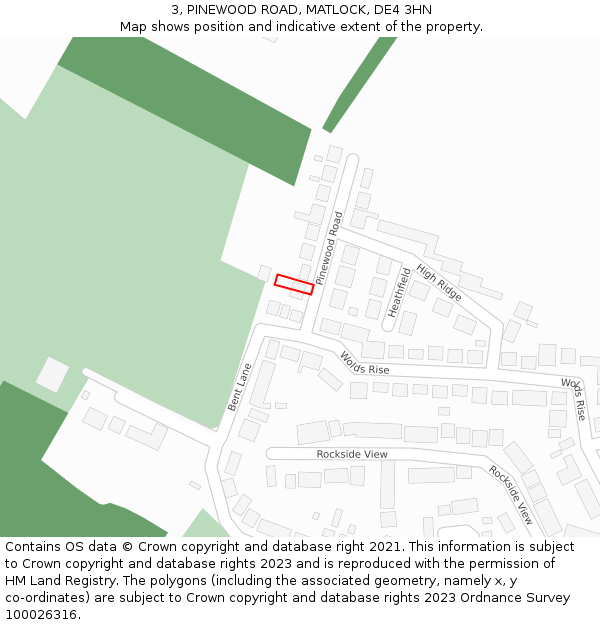 3, PINEWOOD ROAD, MATLOCK, DE4 3HN: Location map and indicative extent of plot