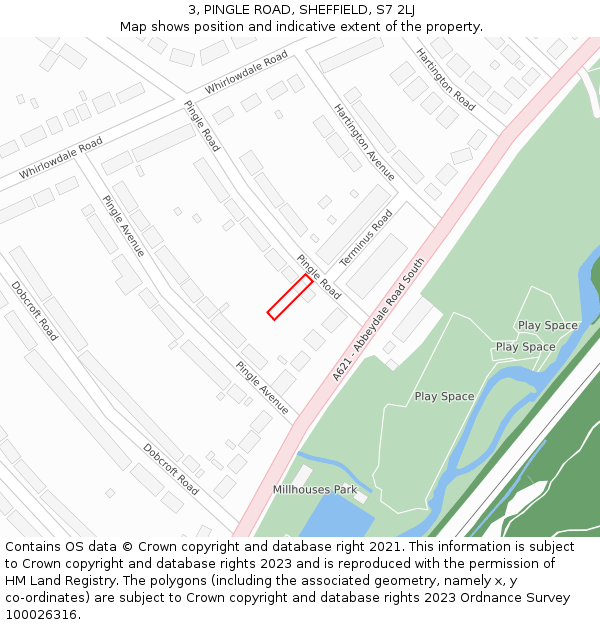 3, PINGLE ROAD, SHEFFIELD, S7 2LJ: Location map and indicative extent of plot