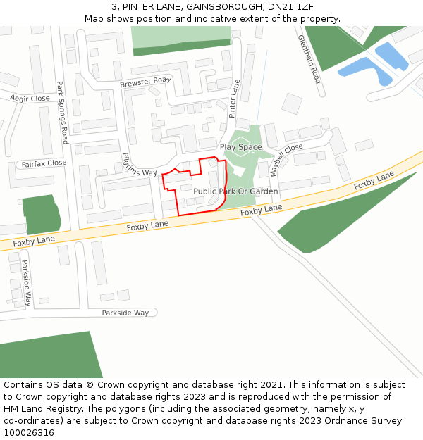 3, PINTER LANE, GAINSBOROUGH, DN21 1ZF: Location map and indicative extent of plot