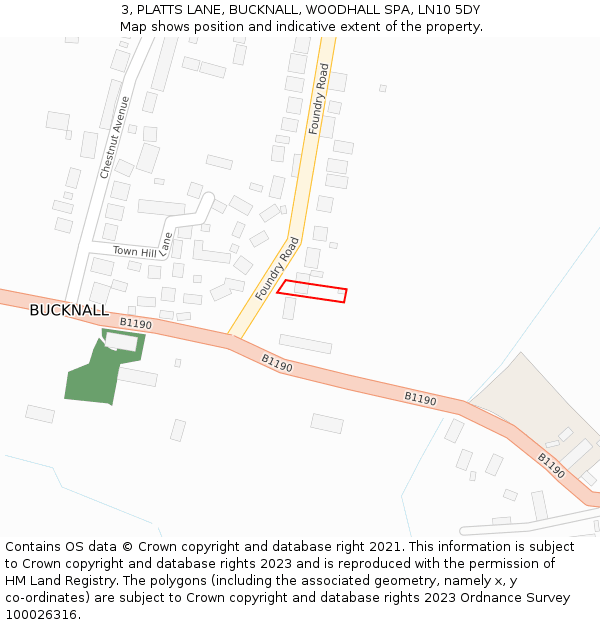 3, PLATTS LANE, BUCKNALL, WOODHALL SPA, LN10 5DY: Location map and indicative extent of plot