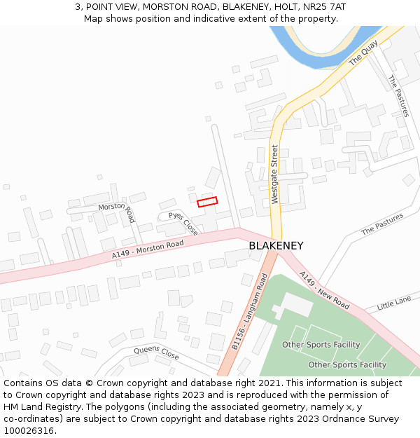 3, POINT VIEW, MORSTON ROAD, BLAKENEY, HOLT, NR25 7AT: Location map and indicative extent of plot