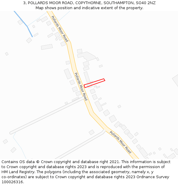 3, POLLARDS MOOR ROAD, COPYTHORNE, SOUTHAMPTON, SO40 2NZ: Location map and indicative extent of plot