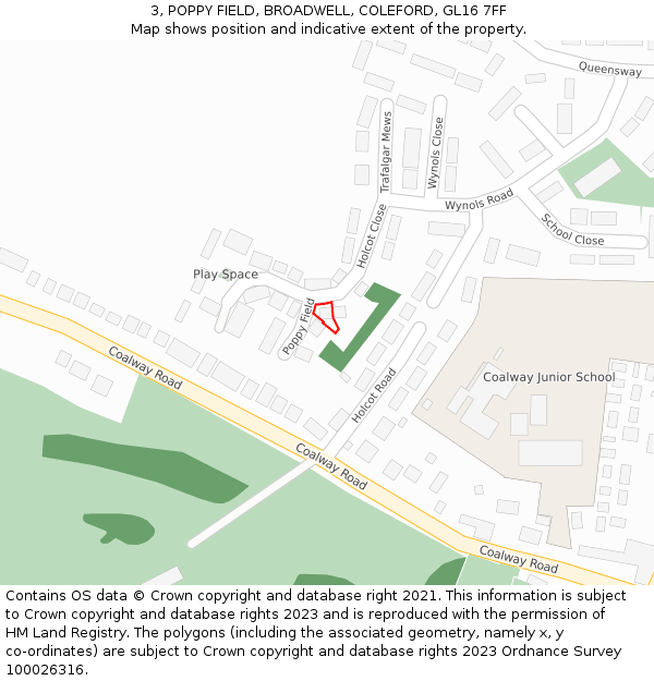 3, POPPY FIELD, BROADWELL, COLEFORD, GL16 7FF: Location map and indicative extent of plot