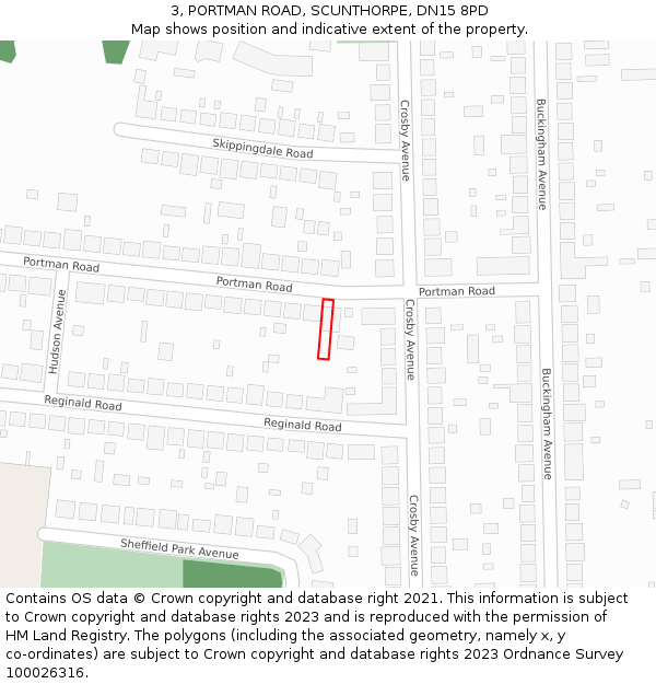 3, PORTMAN ROAD, SCUNTHORPE, DN15 8PD: Location map and indicative extent of plot