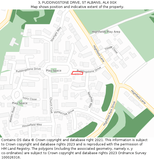 3, PUDDINGSTONE DRIVE, ST ALBANS, AL4 0GX: Location map and indicative extent of plot