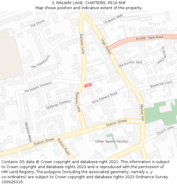 3, RAILWAY LANE, CHATTERIS, PE16 6NF: Location map and indicative extent of plot