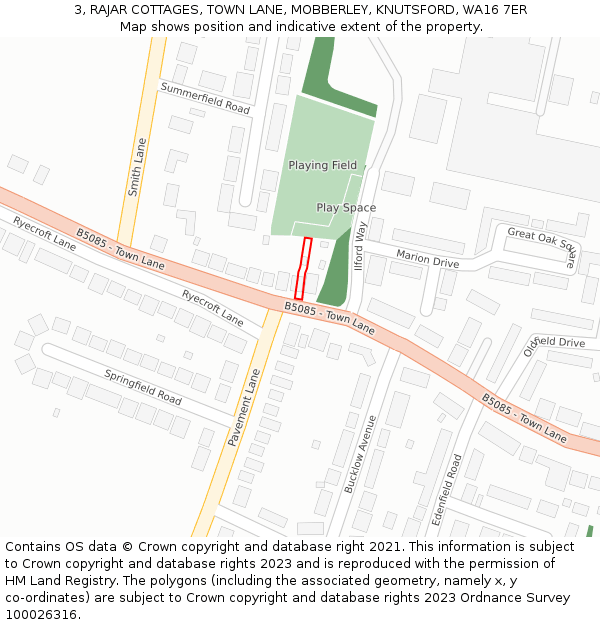 3, RAJAR COTTAGES, TOWN LANE, MOBBERLEY, KNUTSFORD, WA16 7ER: Location map and indicative extent of plot