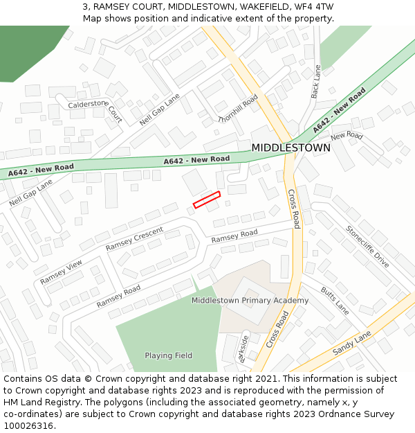 3, RAMSEY COURT, MIDDLESTOWN, WAKEFIELD, WF4 4TW: Location map and indicative extent of plot
