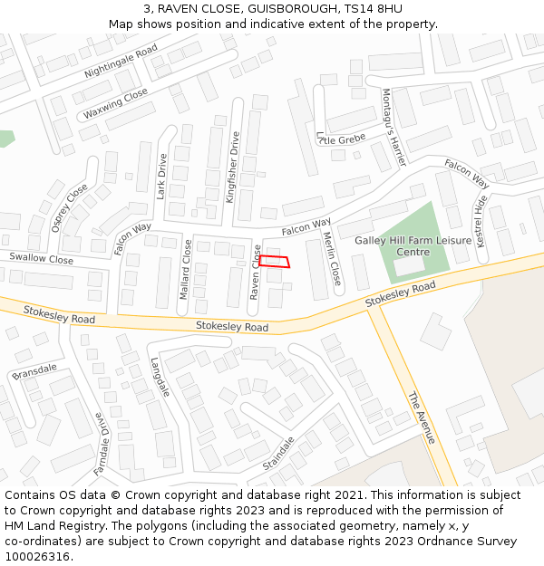 3, RAVEN CLOSE, GUISBOROUGH, TS14 8HU: Location map and indicative extent of plot