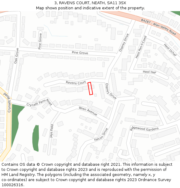 3, RAVENS COURT, NEATH, SA11 3SX: Location map and indicative extent of plot