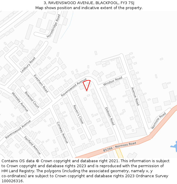 3, RAVENSWOOD AVENUE, BLACKPOOL, FY3 7SJ: Location map and indicative extent of plot