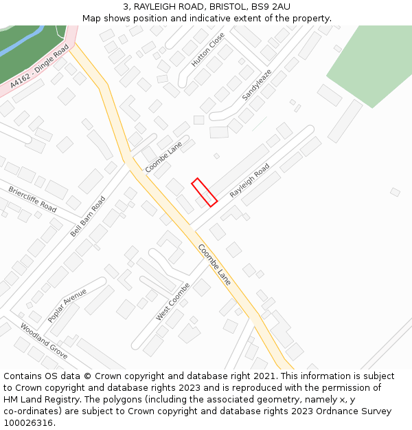 3, RAYLEIGH ROAD, BRISTOL, BS9 2AU: Location map and indicative extent of plot