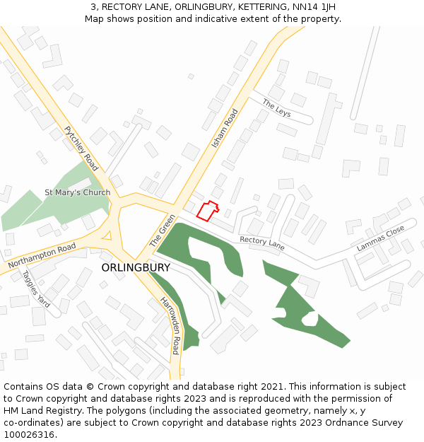 3, RECTORY LANE, ORLINGBURY, KETTERING, NN14 1JH: Location map and indicative extent of plot