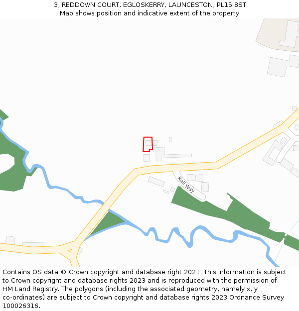 3, REDDOWN COURT, EGLOSKERRY, LAUNCESTON, PL15 8ST: Location map and indicative extent of plot