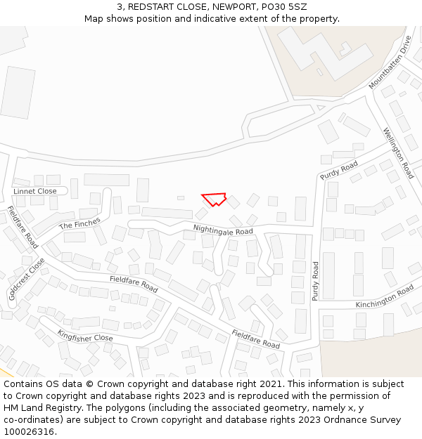 3, REDSTART CLOSE, NEWPORT, PO30 5SZ: Location map and indicative extent of plot