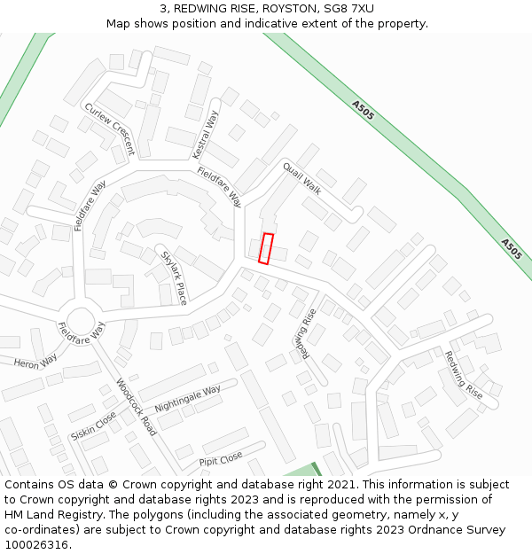 3, REDWING RISE, ROYSTON, SG8 7XU: Location map and indicative extent of plot