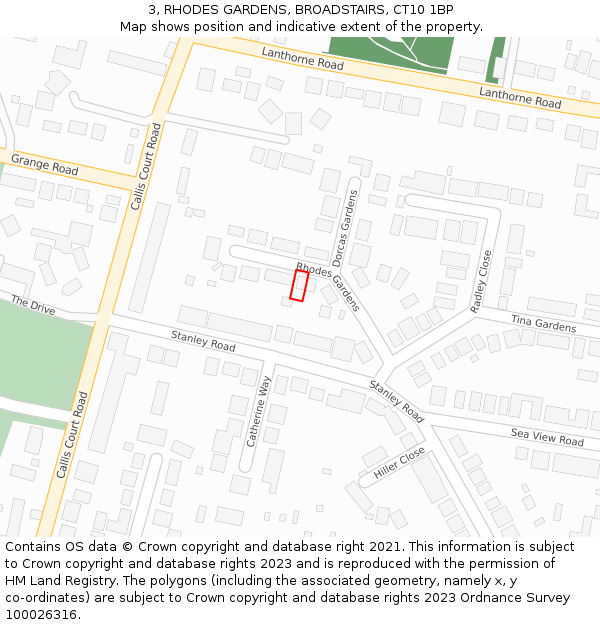 3, RHODES GARDENS, BROADSTAIRS, CT10 1BP: Location map and indicative extent of plot